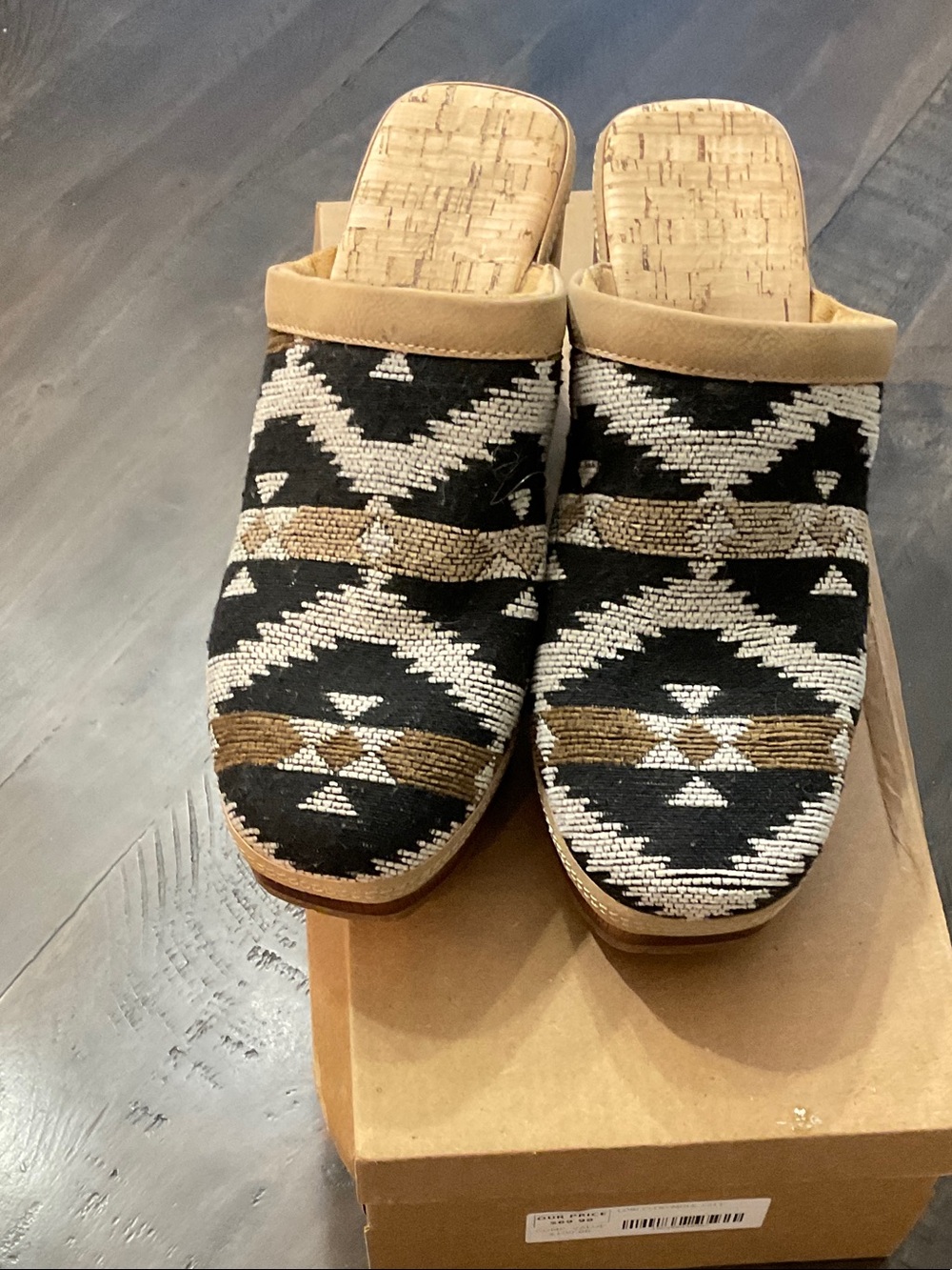 Kork-Ease Black, White & Brown Beaded Slip-On Clogs